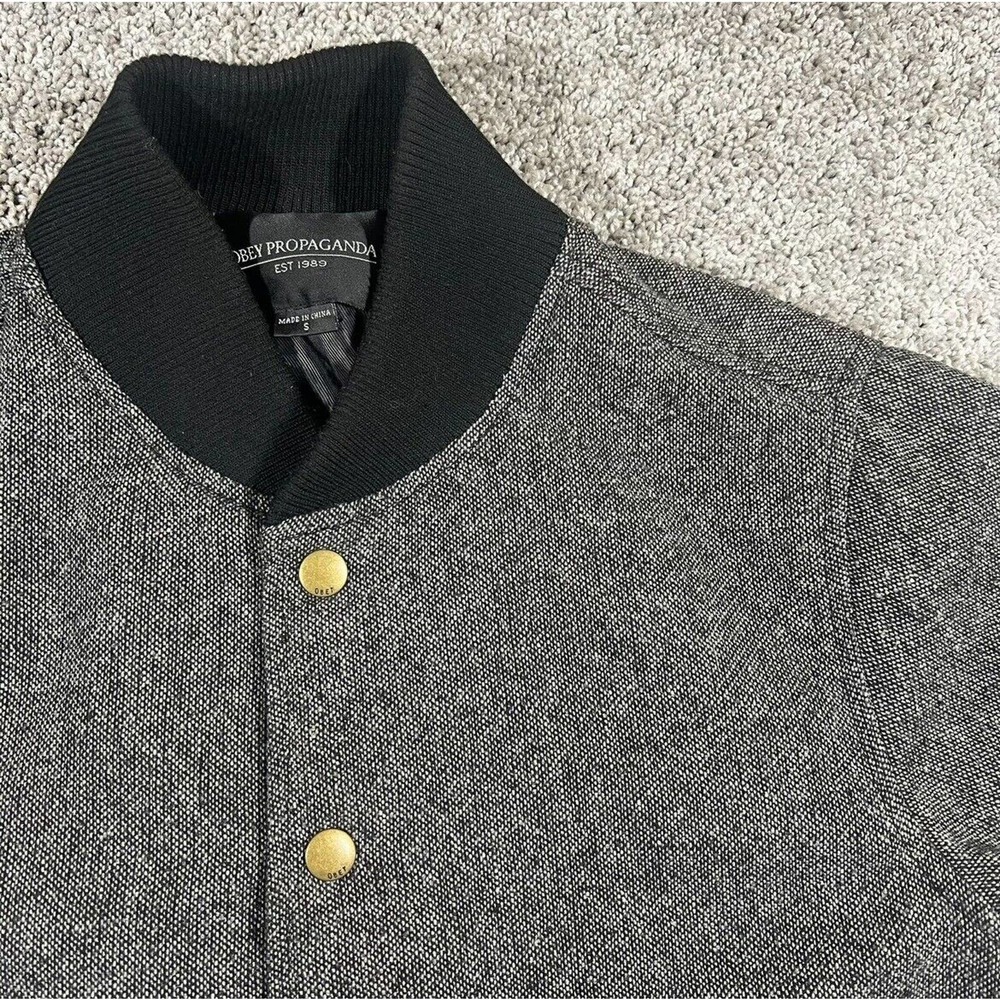 Obey Propaganda Jacket Mens Small Wool Bomber Sweater